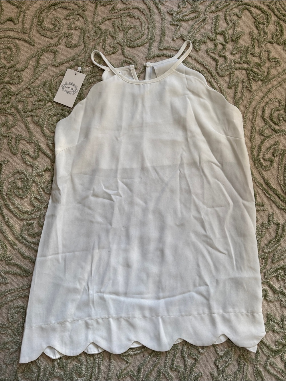 Women's White Scallop-Hem Tank Top
